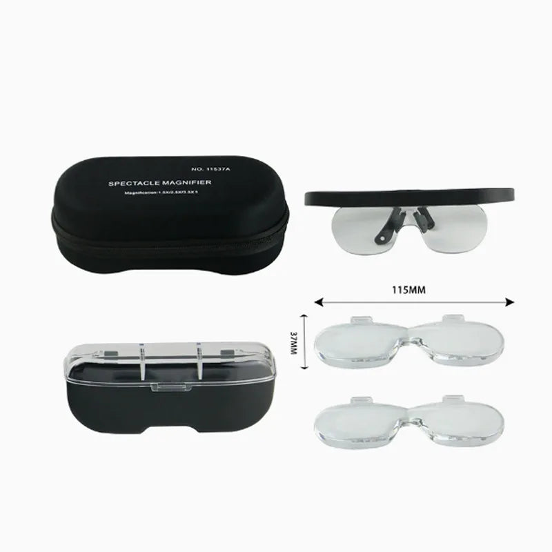Head-Mounted Illuminating Microscope Telescopic Magnifier Glasses Loupes Led Light Jewelry Watch Repair Tools Peaceful Pleasures Health and Wellness