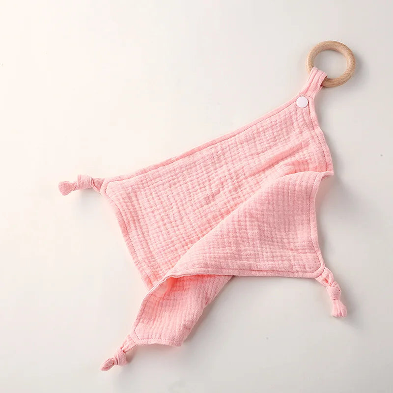Wooden Ring Baby Drool Bib & Burp Cloth – Soft Cotton Washcloth