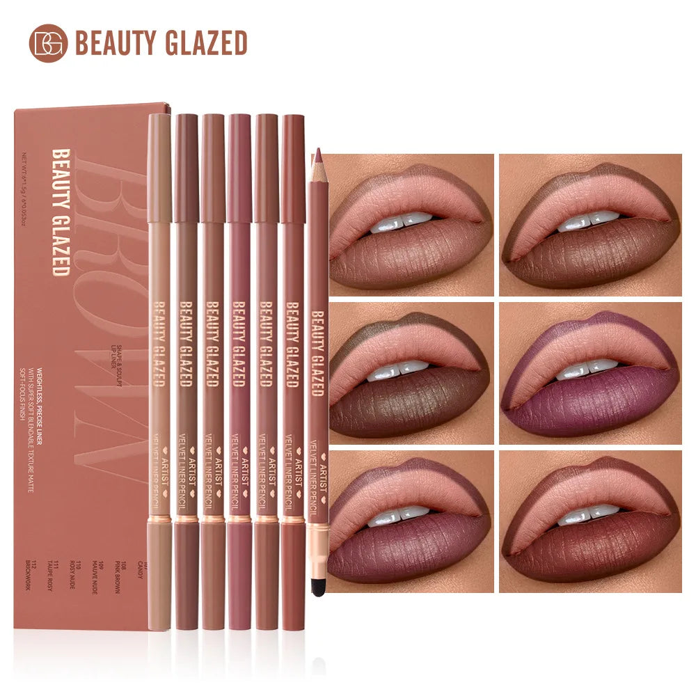 6-Piece Matte Dual-Ended Lip Liner Set – Long-Lasting, All Tones