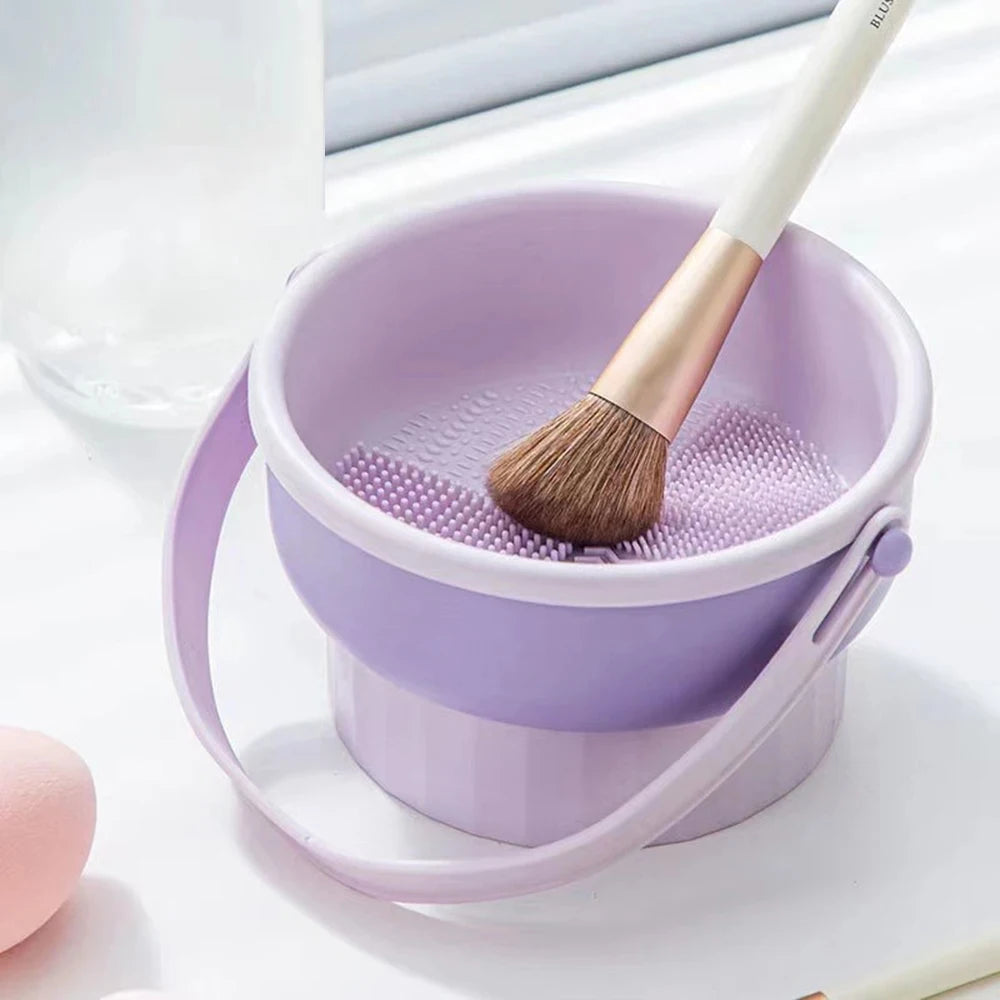 Silicone Makeup Brush Cleaning Bowl & Drying Shelf Set
