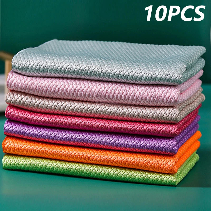 1/5/10Pcs Kitchen Towel Dish Cloth Absorbable Glass Microfiber Cloth Cleaning Wipes Window Car Towel Rag Kitchen Accessories Peaceful Pleasures Health and Wellness 30x40cm 10pcs