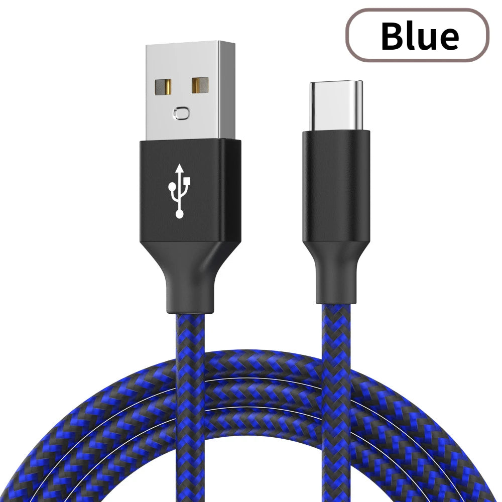 USB To Type-C Nylon Data Cable Supports 10A Ultra-Fast Charging 1m/3m Pptional Both Electrical Charging And Data Transmission Peaceful Pleasures Health and Wellness USB to Type-c blue 3m