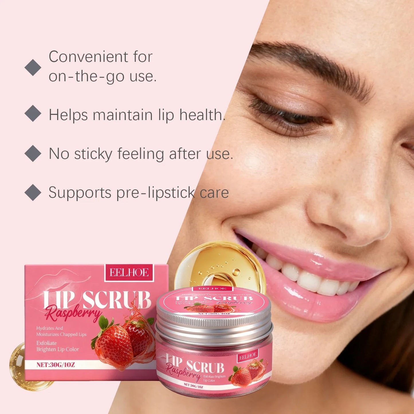 Eelhoe Strawberry Lip Scrub – Exfoliate, Moisturize & Brighten