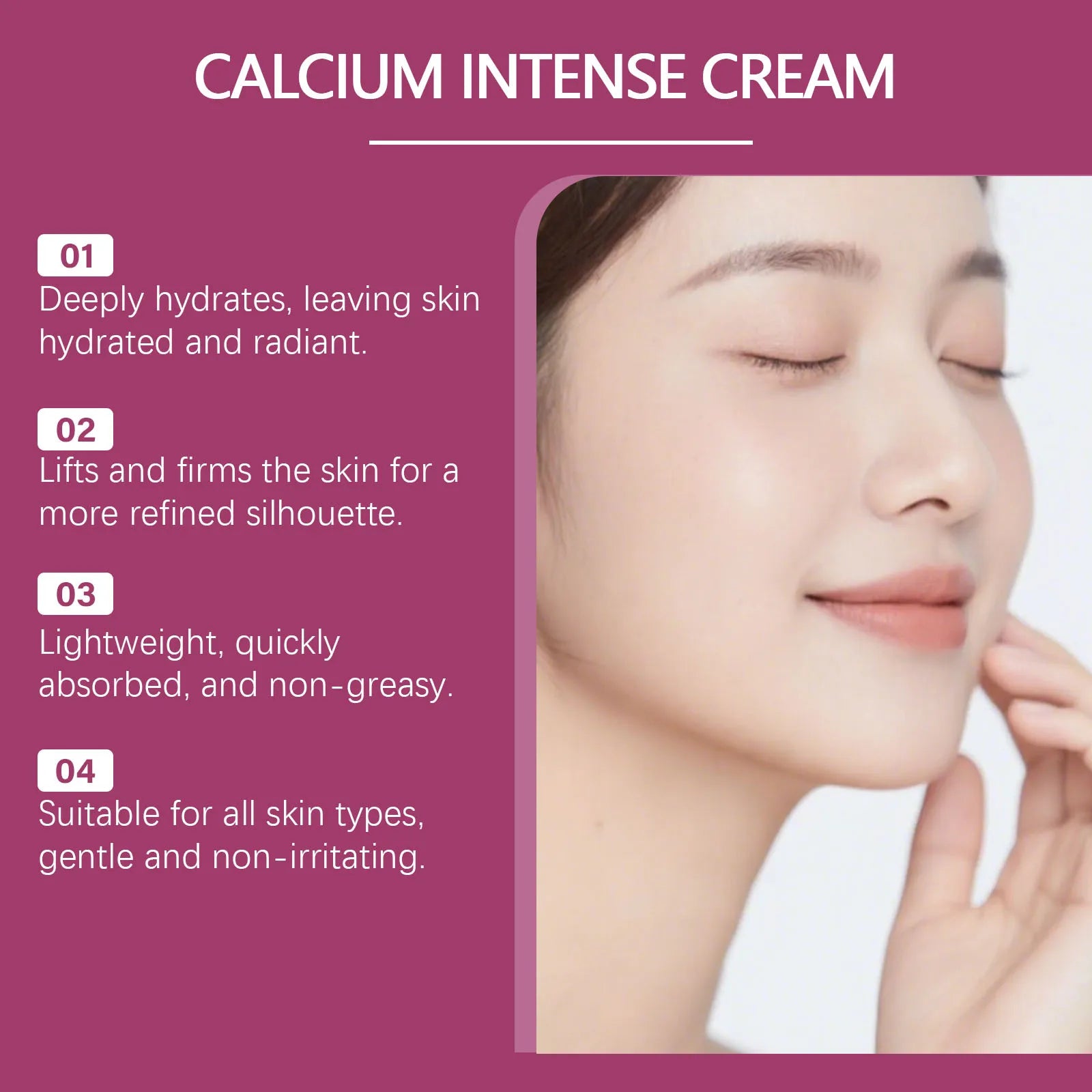 Calcium Volume Cream Improve Skin Sagging Repair Skin Barrier Firming Elasticity Enhance Moisturizing Nourishing Facial Lotion Peaceful Pleasures Health and Wellness
