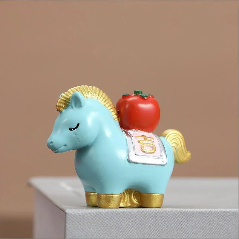 Red Resin Horse Figurine | Chinese Zodiac Good Luck Ornament