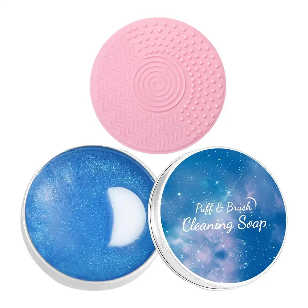 Makeup Brush Cleaner Soap & Silicone Scrubbing Mat Set