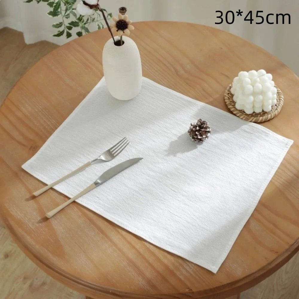 Retro Soft Ruffle Placemats Round Cotton Table Cup Mat Square French Coasters Table Decor Peaceful Pleasures Health and Wellness 30x45 White L