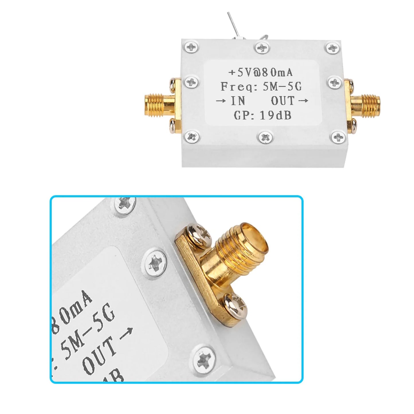 5M-5GHz Wideband RF Signal Amplifier Gain 19dB Broadband Amplification