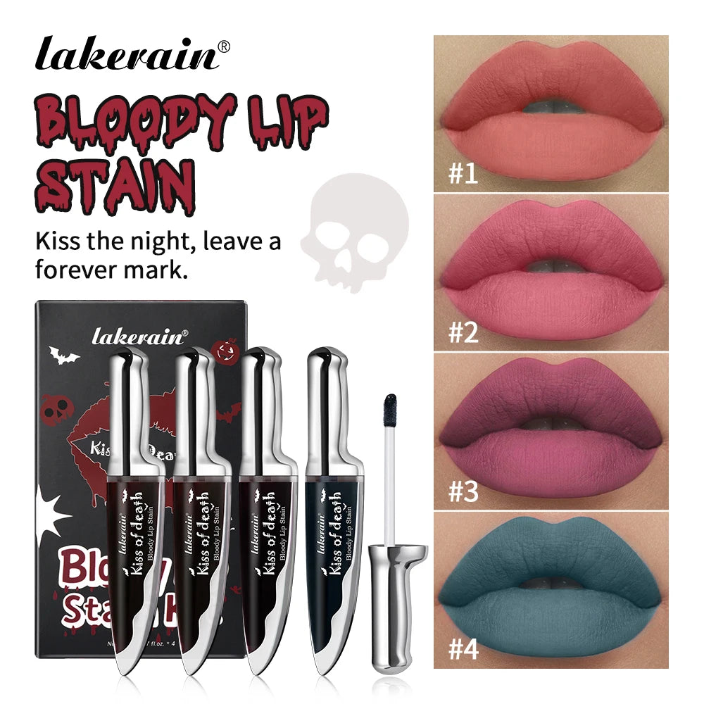 Lakerain Fake Bloody Lip Stain Gel-like Waterproof Spill-proof Long Lasting Matte Lip Tinting Halloween Party Lip Cosmetics Peaceful Pleasures Health and Wellness