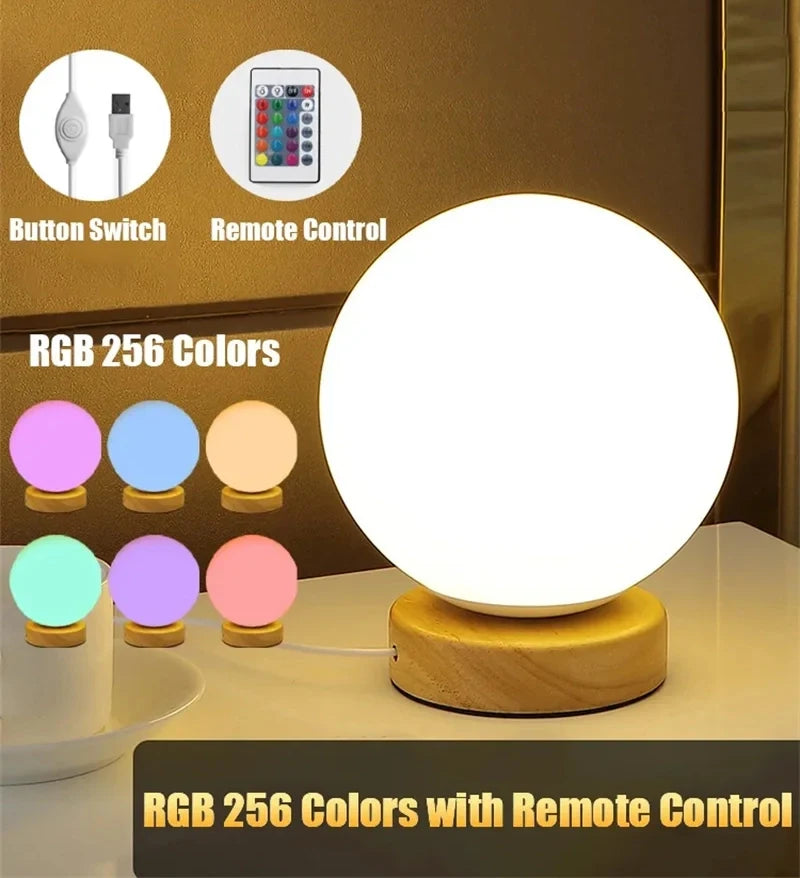 RGB Color Changing LED Night Light USB Rechargeable LED Table Lamp Bedside Lamp for Home Office Bedroom Living Room Light Peaceful Pleasures Health and Wellness RGB Color Remote