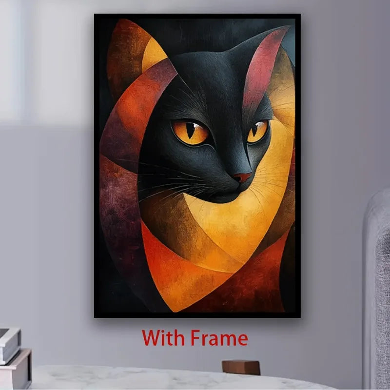 Black Cat Abstract Canvas Art Print | Modern Frameless Wall Decor Canvas Art Print Peaceful Pleasures Health and Wellness