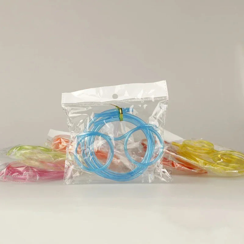5PCS Funny Straw Glasses Soft PVC Glasses Flexible Drinking Straws Kids Party Supplies Bar Supplies Creativity Toy Kids Gift Peaceful Pleasures Health and Wellness Blue