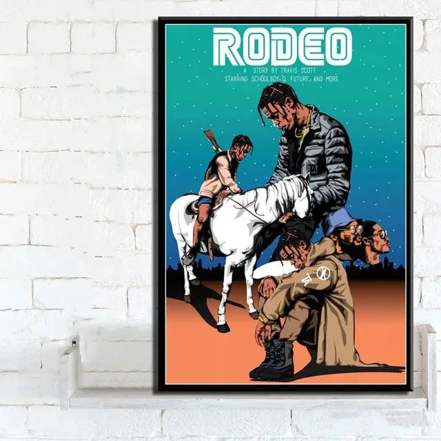 Travis Scott Astroworld Rodeo Canvas Poster | Rap Wall Art
