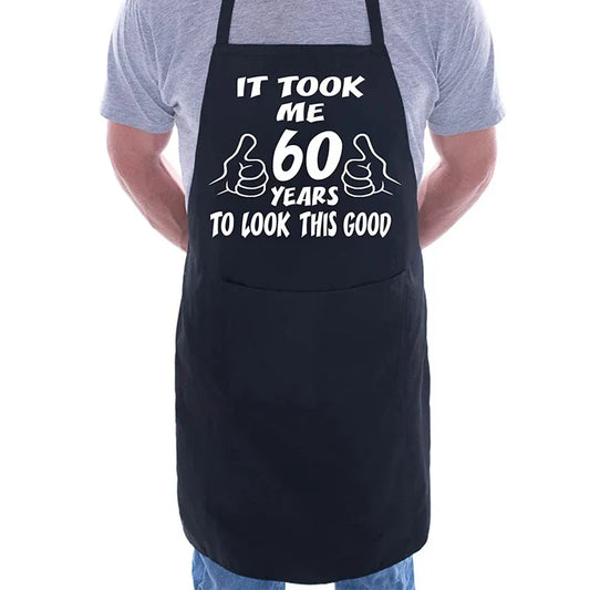 60th Birthday BBQ Apron – Funny Gift for Grandpa & Grandma Novelty BBQ Apron Peaceful Pleasures Health and Wellness