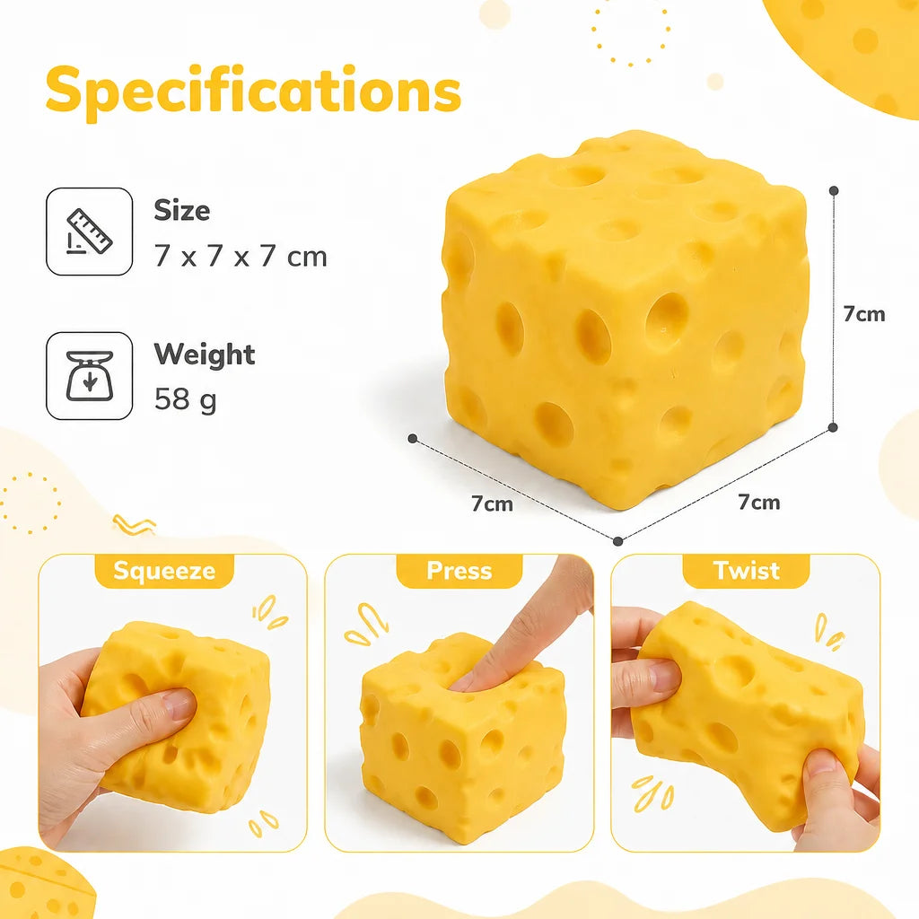 1pc Simulation Cheese Squishy Stress Relief Toy 7cm Stress Relief Toy Birthday Gift for Friends Couples Family Office Party Peaceful Pleasures Health and Wellness