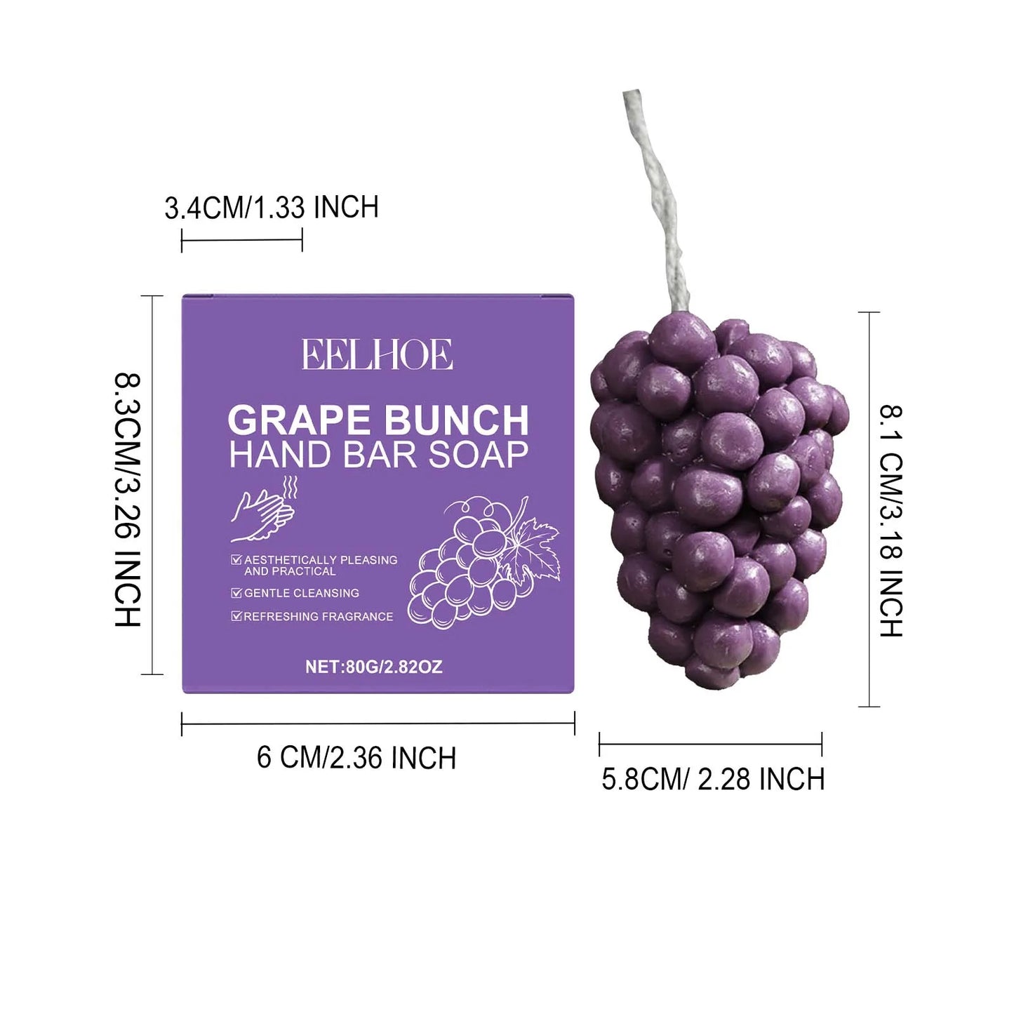 EELHOE Grape Bunch Handmade Soap Bar – Moisturizing & Decorative