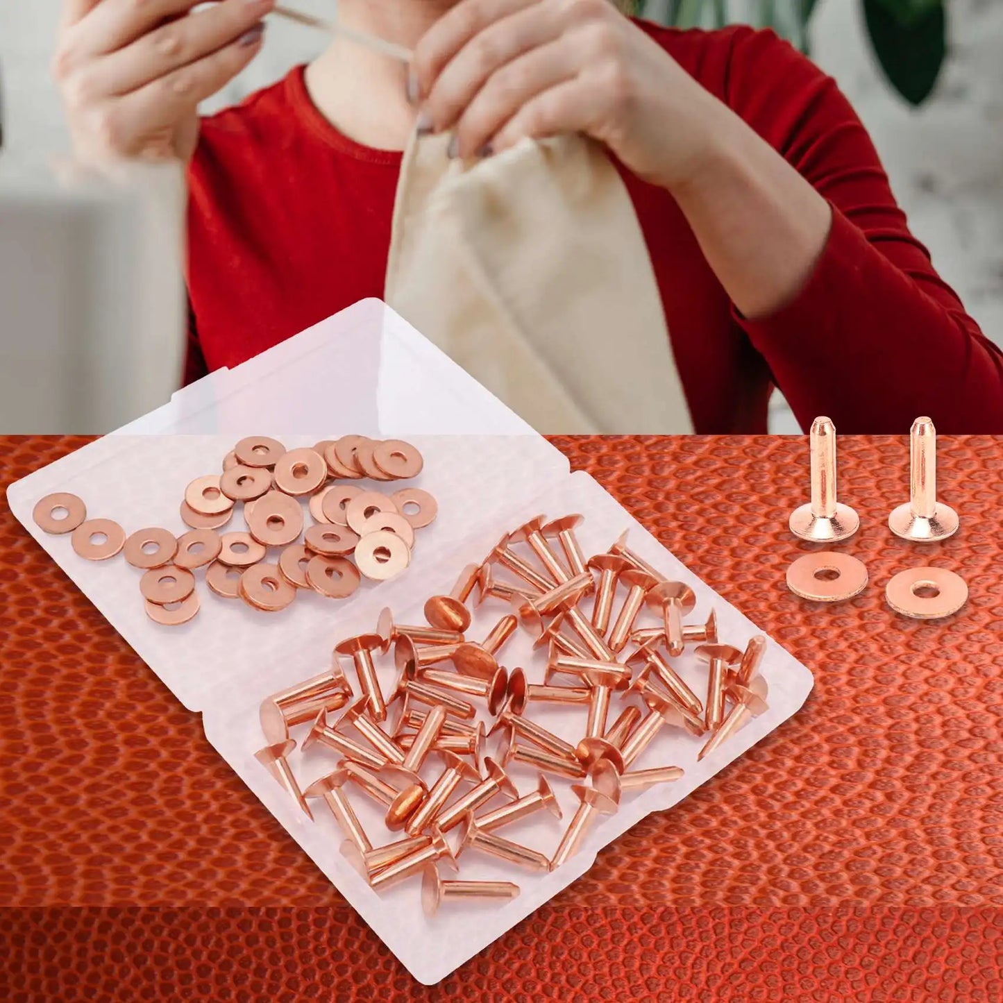 A36T-50 Sets Copper Rivets And Burrs, Copper Rivets For Leather For Belts Wallets Collars Leather DIY Craft Supplies Peaceful Pleasures Health and Wellness