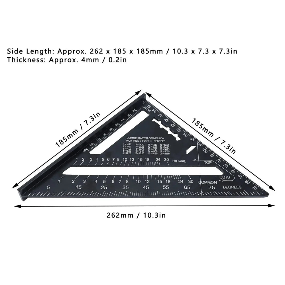 7" Aluminum Speed Square Triangle Ruler | Metric & Imperial