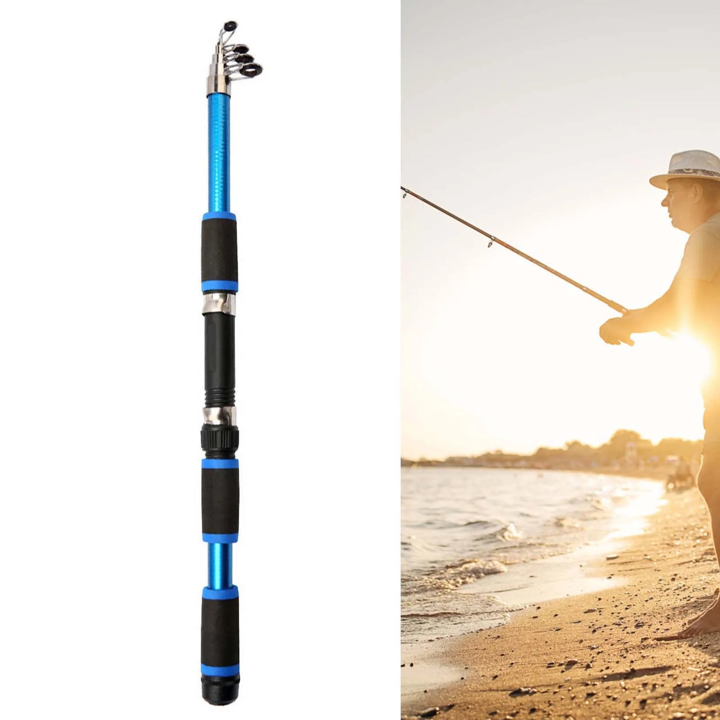 Full Fishing Equipment Set Convenient to Carry Fishing Accessories Kit for Angler's Holiday Good Gift Peaceful Pleasures Health and Wellness 1.8 Rod Blue