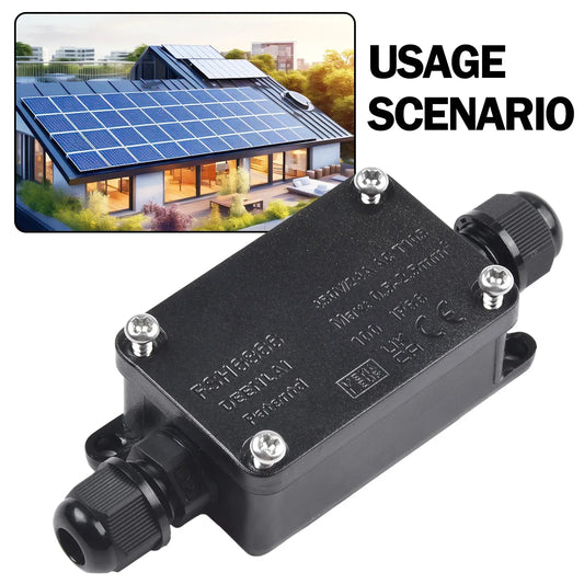 IP66 Waterproof 2-Port Outdoor Junction Box 240V Black Outdoor Junction Box Oasis Select