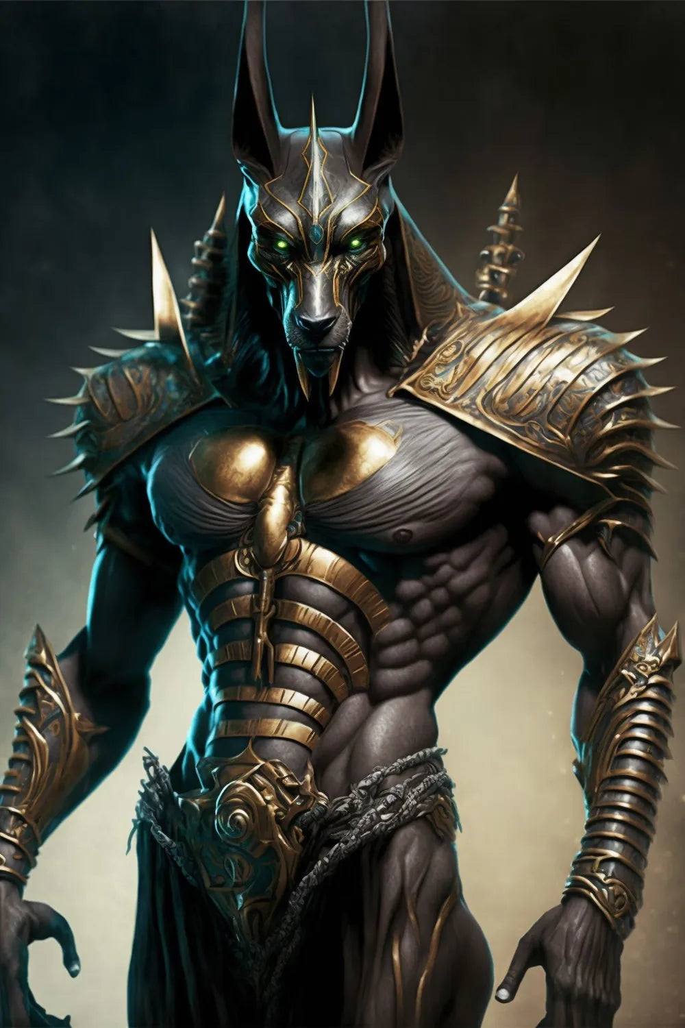 Anubis Egyptian God Golden Canvas Wall Art Print | Home Decor