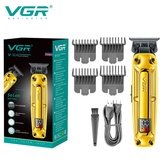 VGR Cross Border Metal Oil Hair clipper Hair Salon Men's electric clipper digital Engraving push white razor V-904 Peaceful Pleasures Health and Wellness USB 1