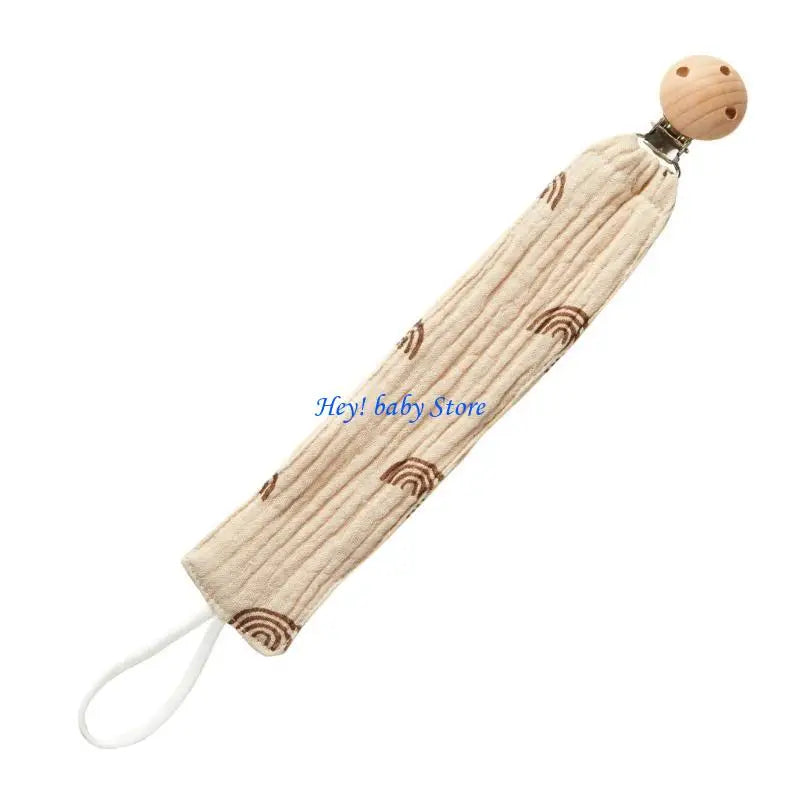 Baby Pacifier Clip Chain | Cotton & Wood Holder for Newborns