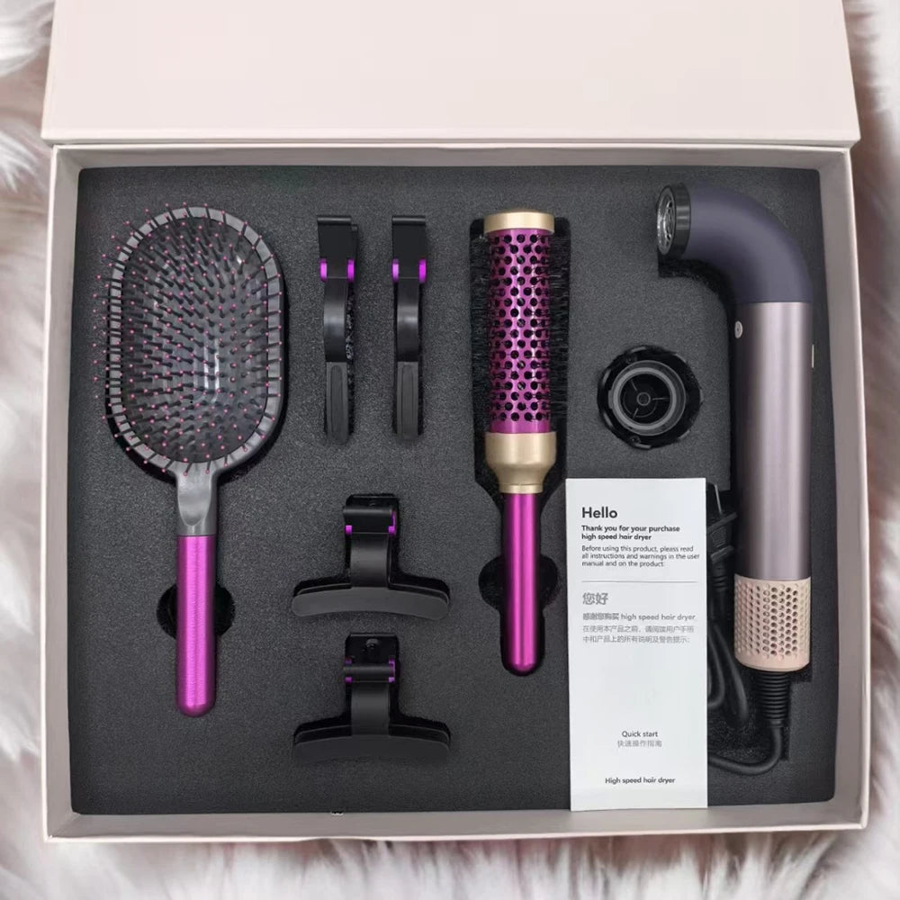 Luxury Professinal High Speed Leafless Hair Dryer Salon Blow Dryer with Comb Attachment Gift Set for Wife and Girlfriend Peaceful Pleasures Health and Wellness