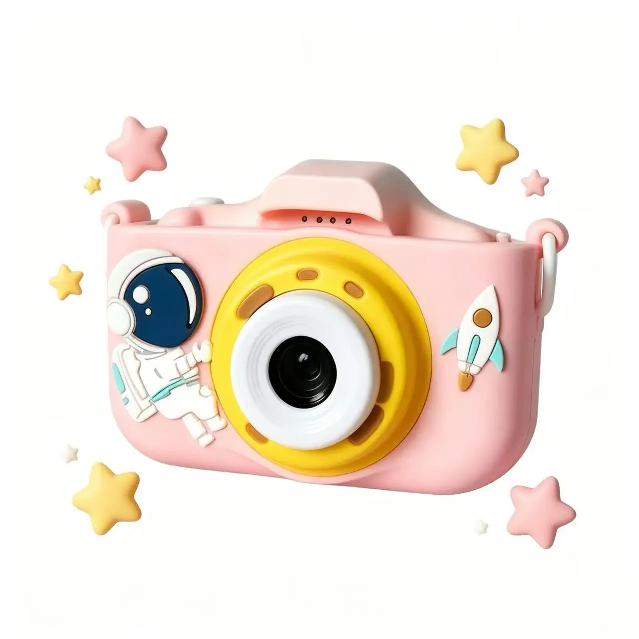 Mini Kids Dual Lens Camera Toy HD Photograph Video Digital Camcorder 128G Large Memory Exquisite Gift Box for Children Gift Peaceful Pleasures Health and Wellness Pink Astronaut