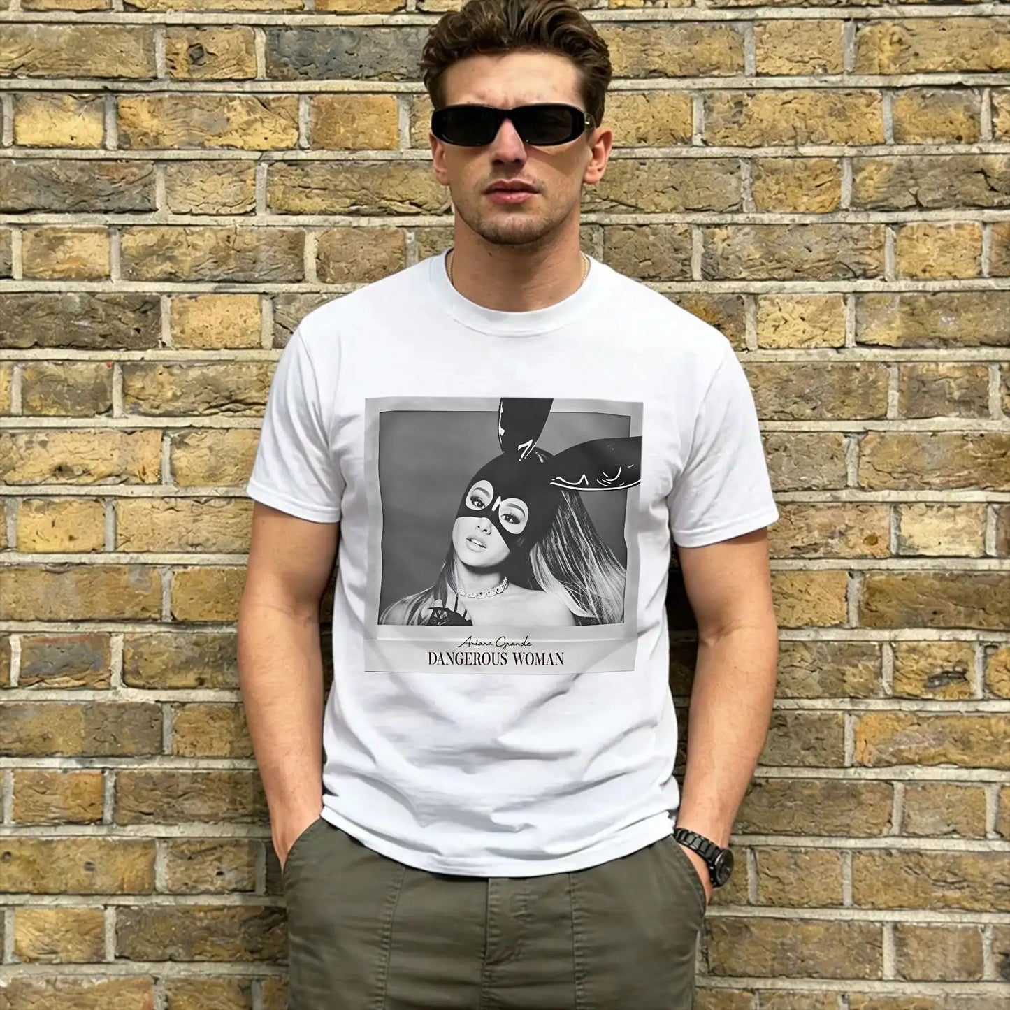Arianas Album Dangerous Woman Men T Shirts Grande 2026 Novelty Tee Shirt Short Sleeve Crewneck T-Shirts Cotton Original Clothes Peaceful Pleasures Health and Wellness 3 5XL