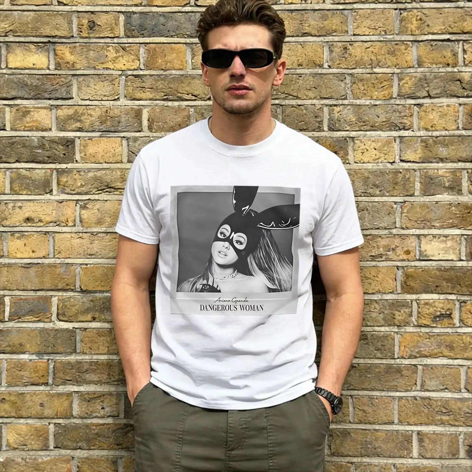 Arianas Album Dangerous Woman Men T Shirts Grande 2026 Novelty Tee Shirt Short Sleeve Crewneck T-Shirts Cotton Original Clothes Peaceful Pleasures Health and Wellness 3 5XL