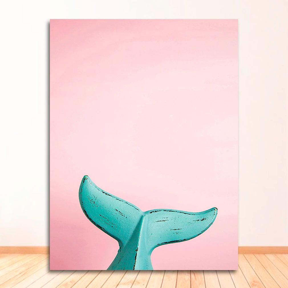 Tropical Plants & Orange Cat Canvas Wall Art | Nordic Print