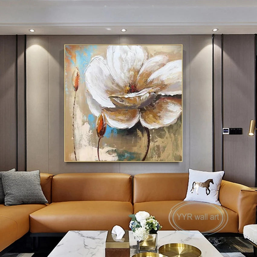 Hand Painted Canvas Oil Painting Floral Decorative Image Abstract Wall Art Poster Dining Room Bedroom Light Luxury Custom Mural Peaceful Pleasures Health and Wellness