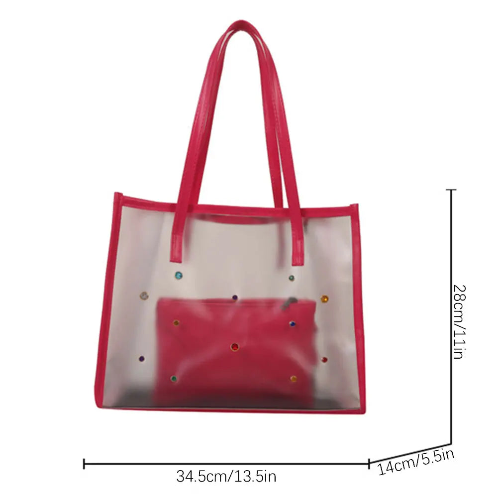 HOBBAGGO Clear Large Tote Bag – Waterproof PVC Beach Shoulder Bag