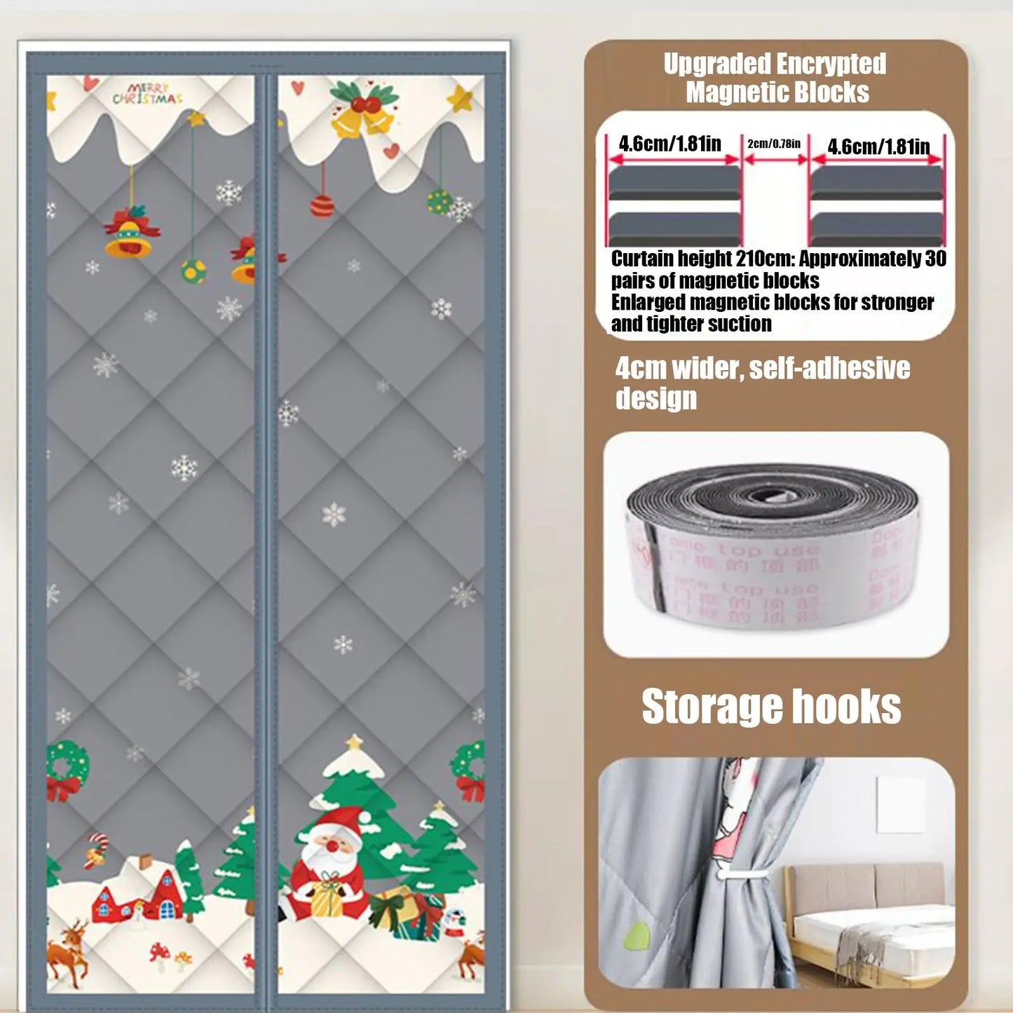 Insulated Magnetic Door Curtain – Thermal Windproof Blackout Cover
