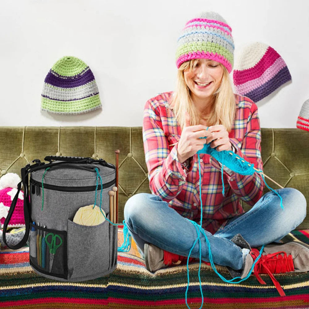 Round Yarn Storage Bag – Large Capacity Knitting Organizer for DIY Craft & Sweater Supplies Peaceful Pleasures Health and Wellness