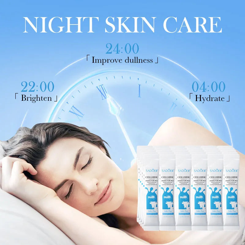 SADOER Milk Sleeping Face Mask 30pc – Hydrating & Anti-Wrinkle