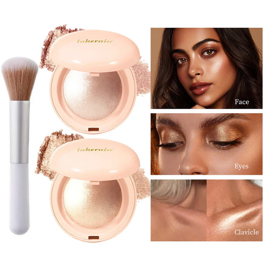 Baked Shimmer Highlighter Powder with Brush – 4 Shades Baked Highlighter Powder Oasis Select