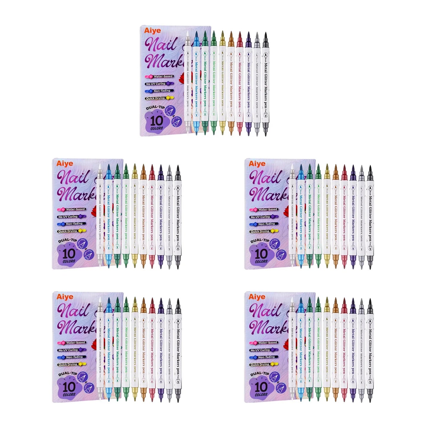 10-Piece Nail Art Pens Set – Waterproof Acrylic Drawing Liner Peaceful Pleasures Health and Wellness 5 Sets