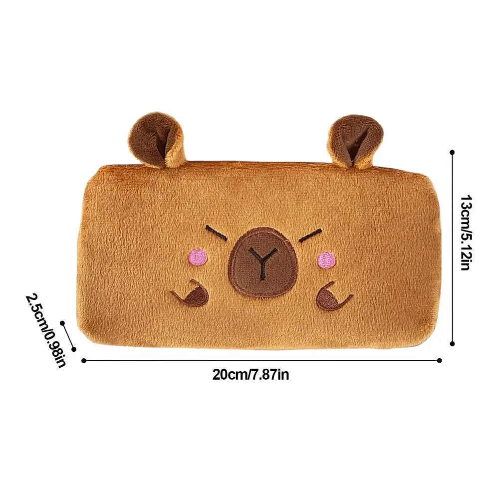 Capybara Plush Pencil Case – Cute Large Capacity Stationery Bag