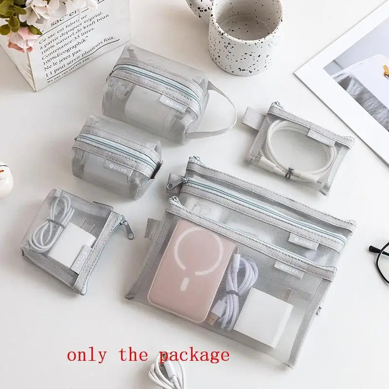 6-Piece Transparent Mesh Travel Organizer Pouches | Storage Set