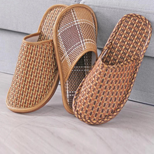 Rattan Woven Women's Slippers | Breathable Linen Indoor Sandals