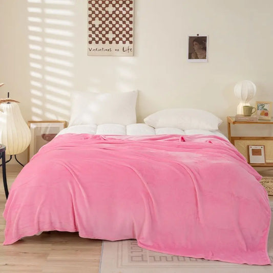 Solid Color Flannel Blanket – Soft Thickened Polyester Throw Flannel Throw Blanket Peaceful Pleasures Health and Wellness