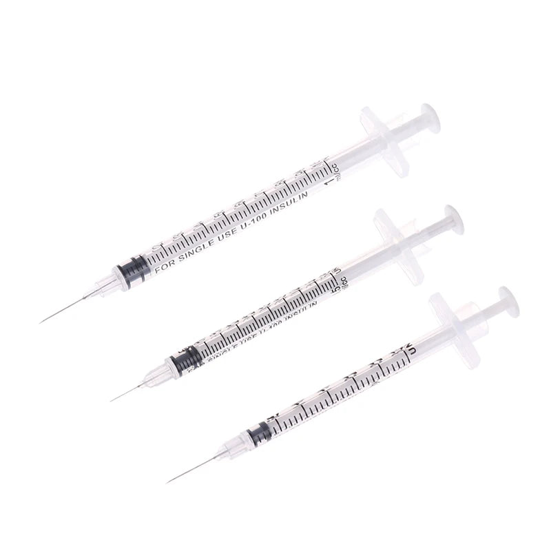 5Pcs 0.3/0.5/1ML Disposable Plastic Veterinary Syringe Orange Cap Sterile Insulin Syringe With Needles For Pet Farm Animal Peaceful Pleasures Health and Wellness
