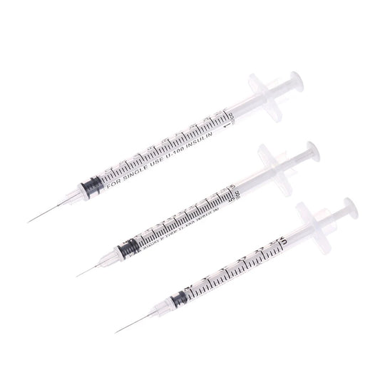 5Pcs 0.3/0.5/1ML Disposable Plastic Veterinary Syringe Orange Cap Sterile Insulin Syringe With Needles For Pet Farm Animal Peaceful Pleasures Health and Wellness