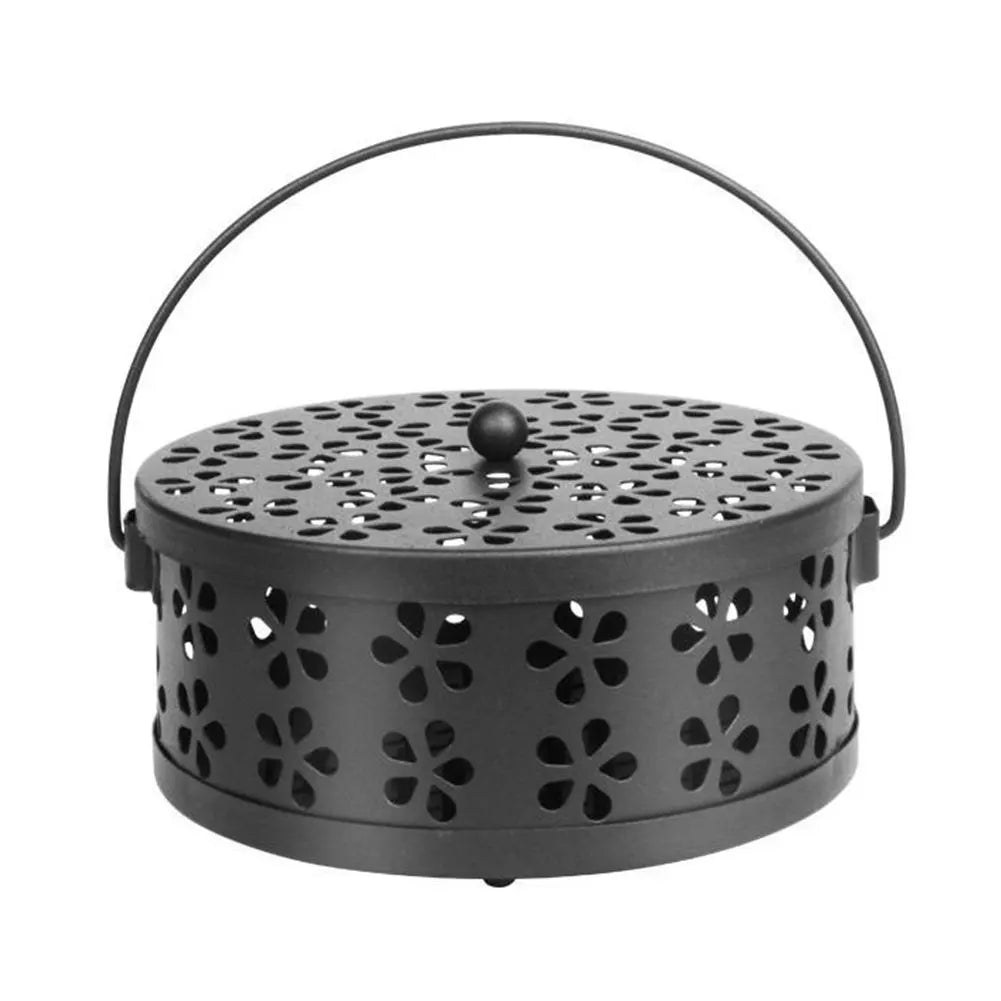 Portable Metal Mosquito Coil Holder with Handle – Outdoor Incense Burner Peaceful Pleasures Health and Wellness Black United States