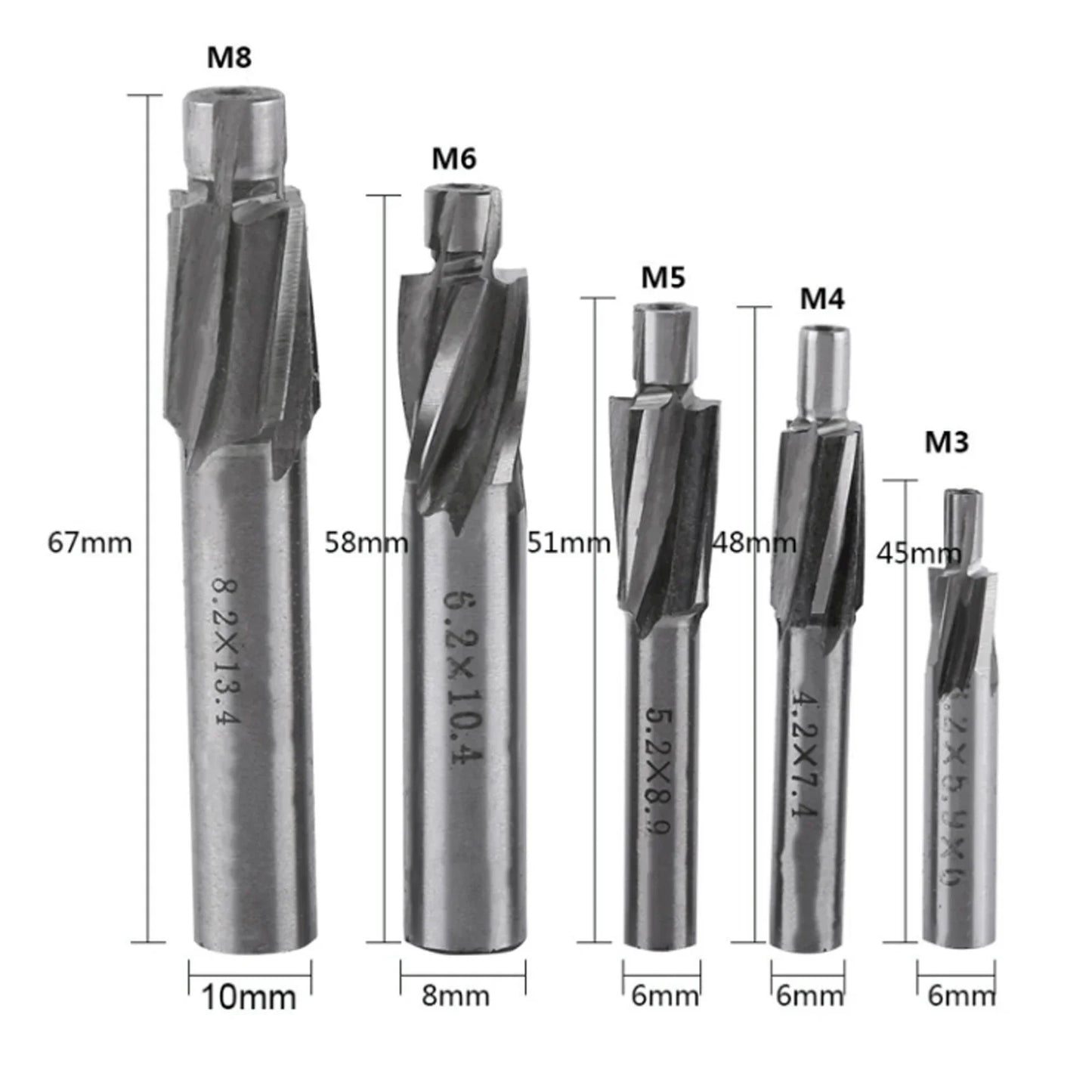 Countersink End Mill Cutter Slot Drill Bits Tool M3 M4 M5 M6 M8