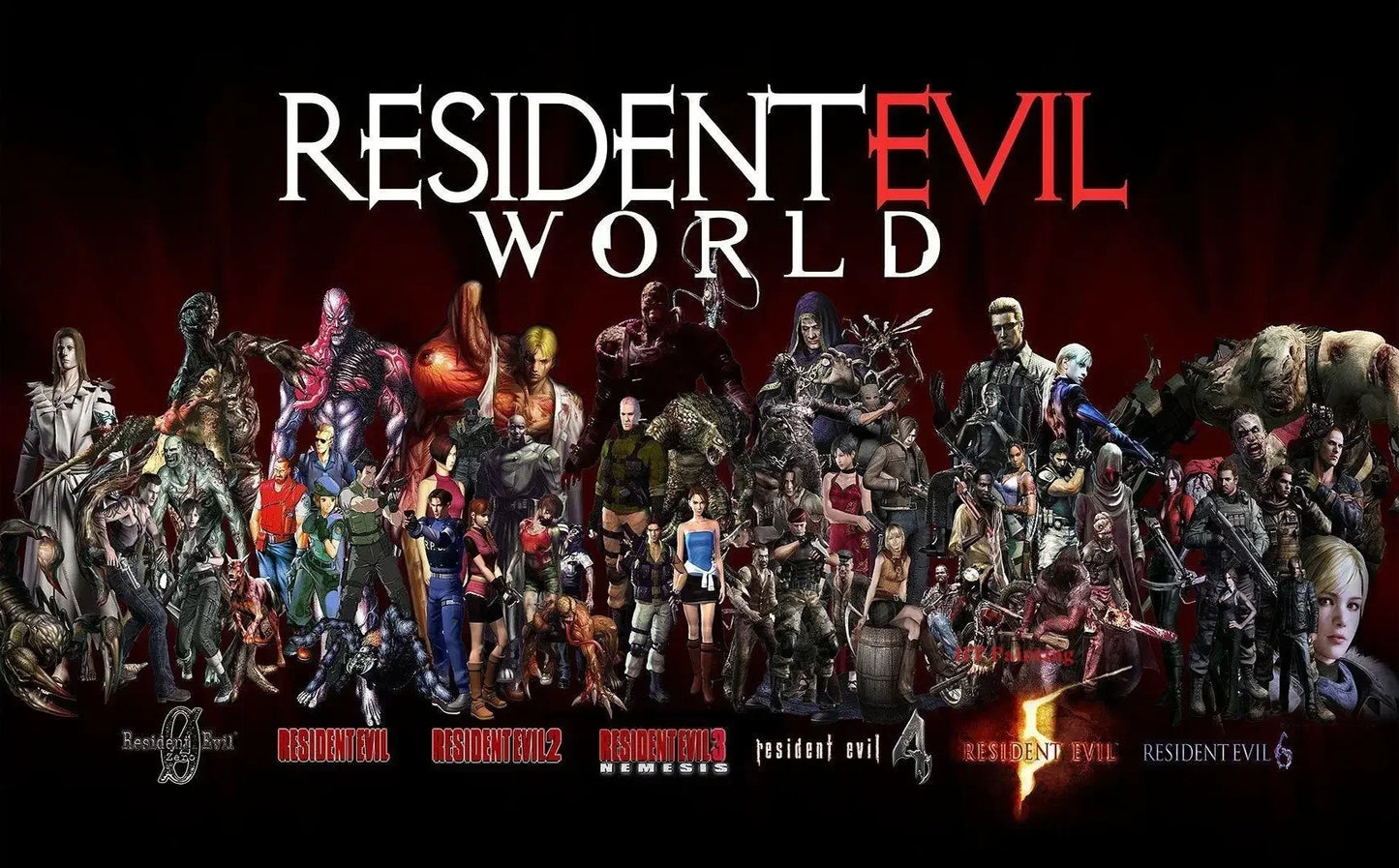Classic Hot Video Game Resident-Evil 2 3 4 All Characters Vintage Poster Canvas Painting Wall Art Pictures Home Gamer Room De Peaceful Pleasures Health and Wellness 25 50x70cm