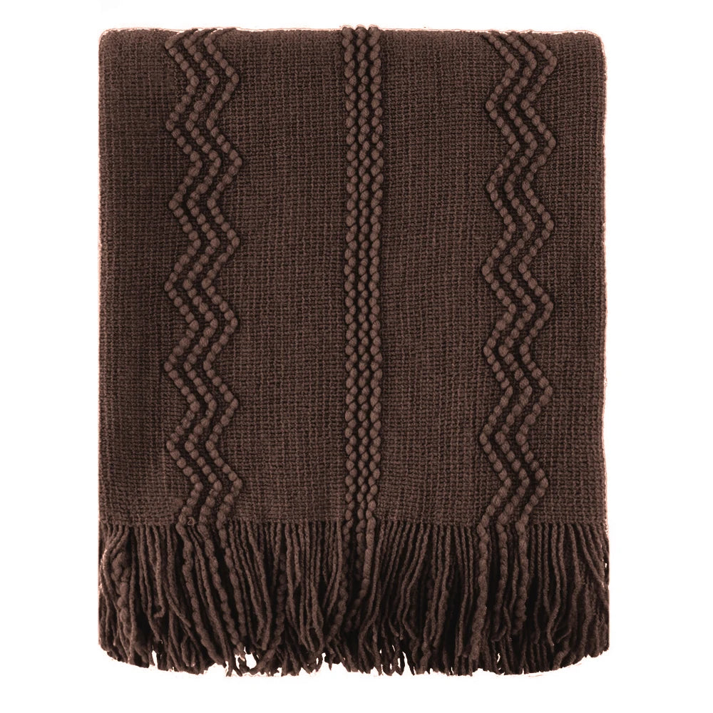 Battilo Olive Green Throw Blanket for Bed Couch Plaid Knitted Throws Cozy Lightweight Sofa Blanket for Spring Living Room Decor Peaceful Pleasures Health and Wellness Brown Wavy 127x152cm