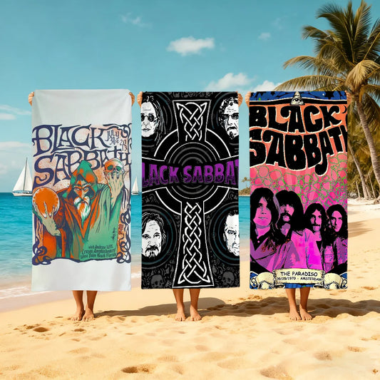 Black Sabbath Anime Quick-Dry Beach Towel | Soft & Lightweight Quick-Dry Beach Towel Peaceful Pleasures Health and Wellness